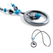 Semi precious Stone with Hematite Stone Beads Dophin Charm Choker Collar Pendant Necklace